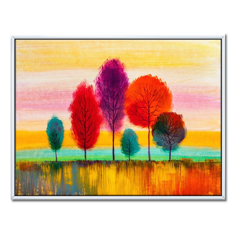 Autumn Colored Forest Treescape X Framed On Canvas Painting